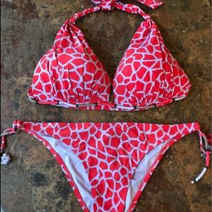Giraffe print bikini top, bottom and harem pants